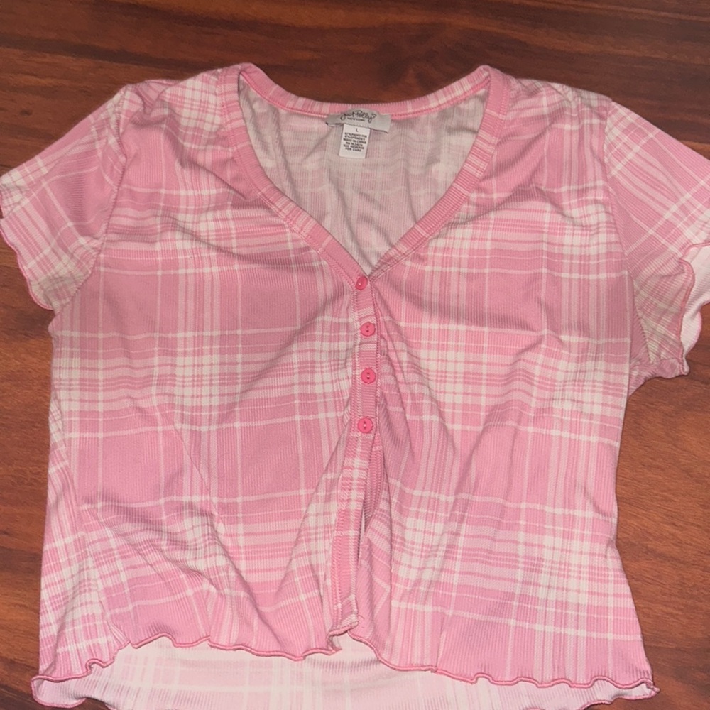 Pink and white crop top